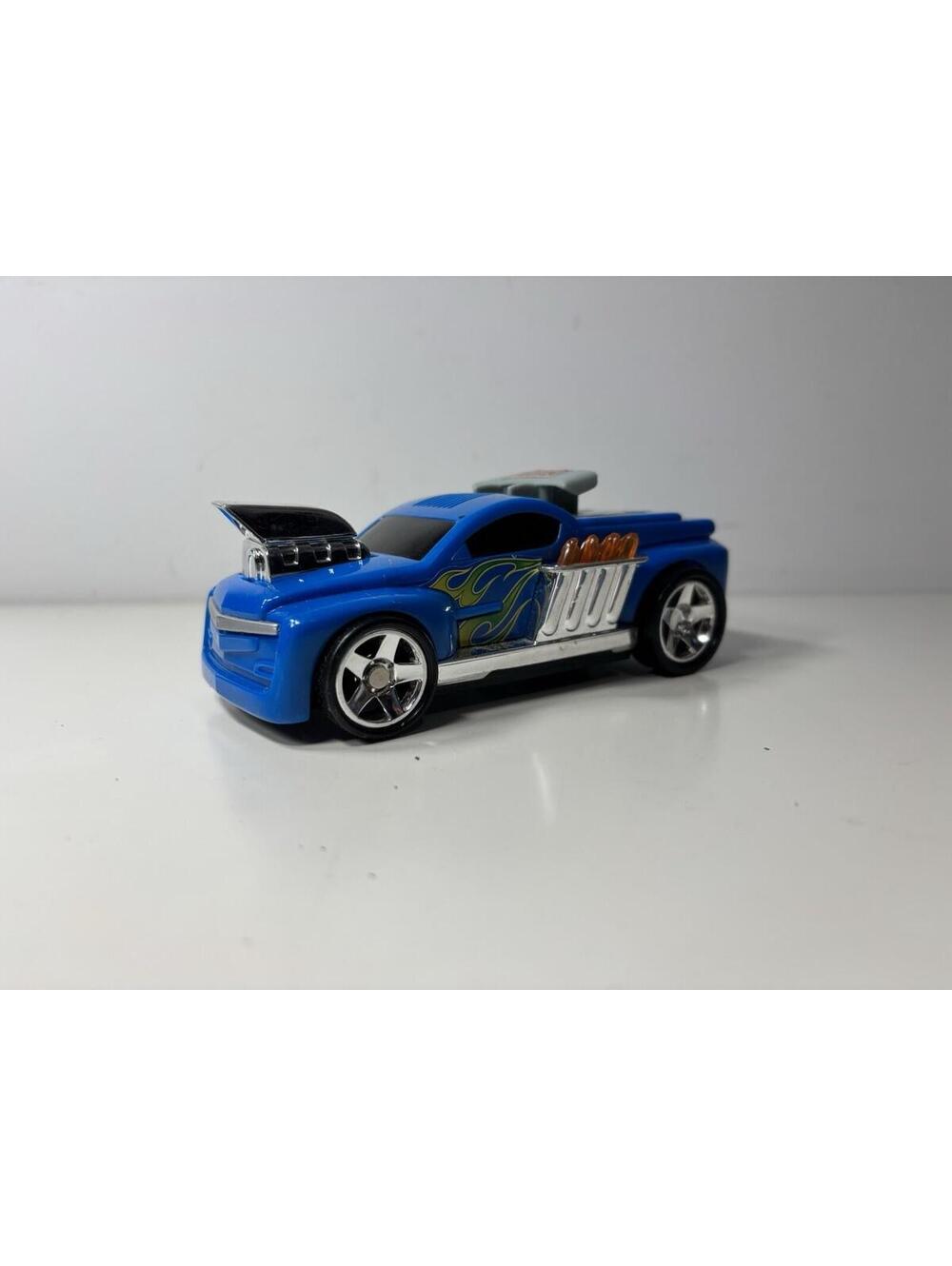 2002 Hot Wheels Blue Hot Rod 6" Push-Button Powered Toy Car